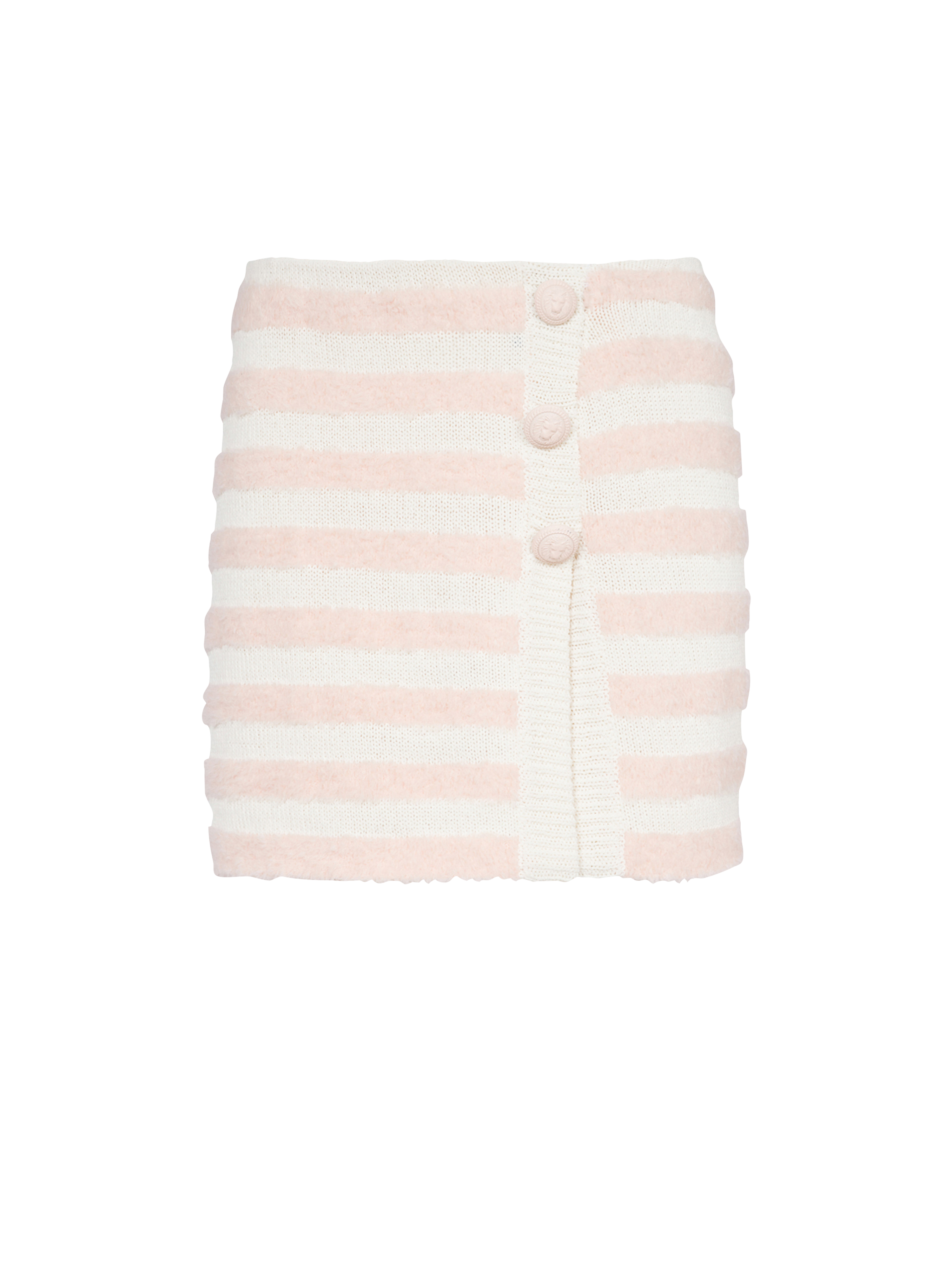 Short striped tweed skirt, pink