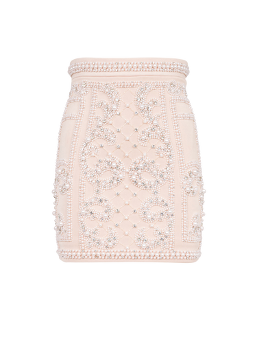 Short embroidered high-waisted skirt