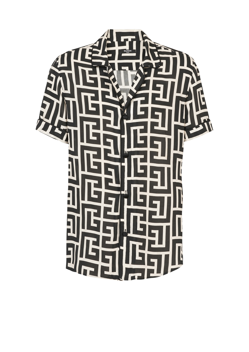 Maxi Balmain monogram print eco-designed shirt, black, hi-res