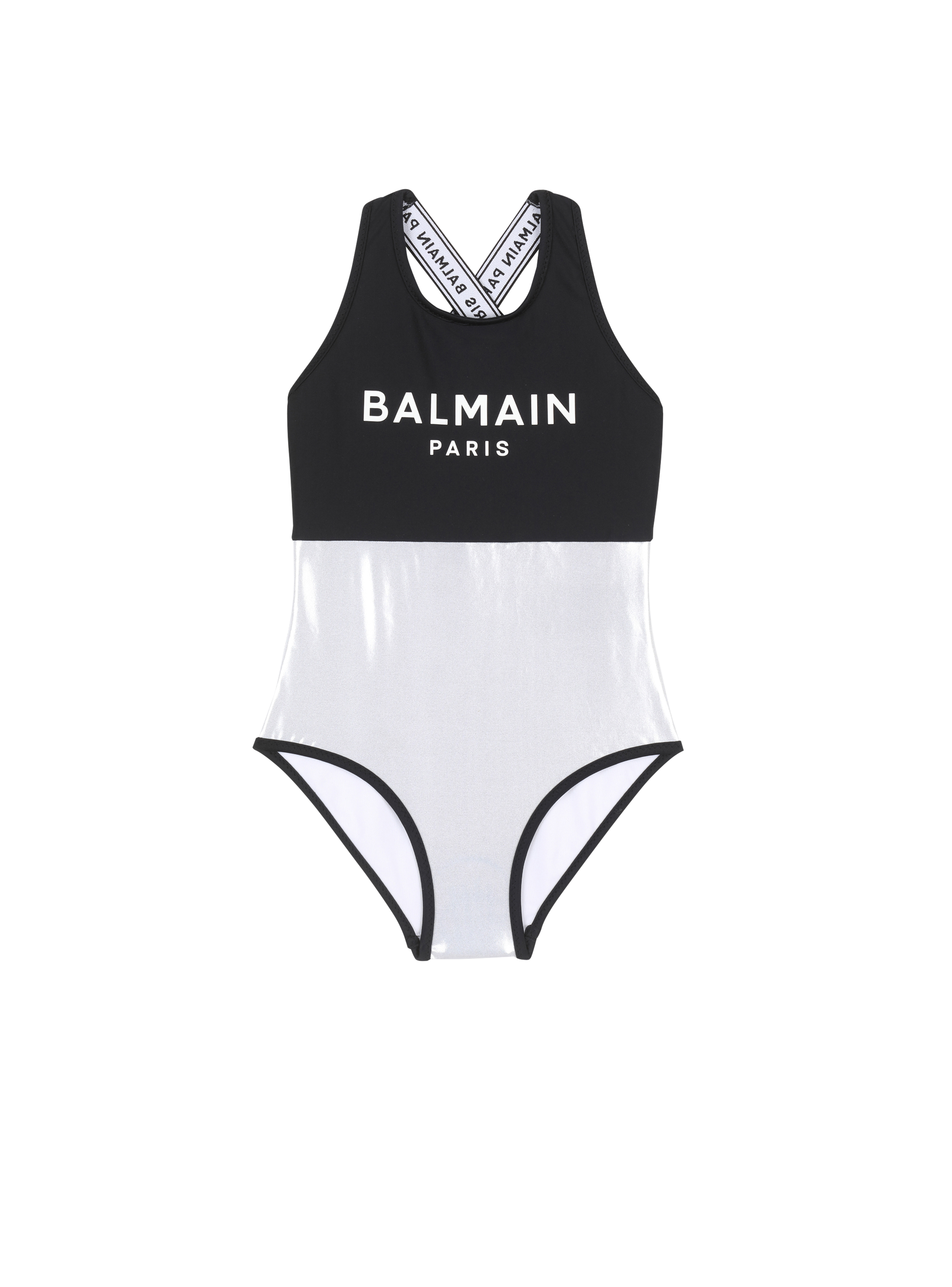 Balmain logo swimsuit, silver