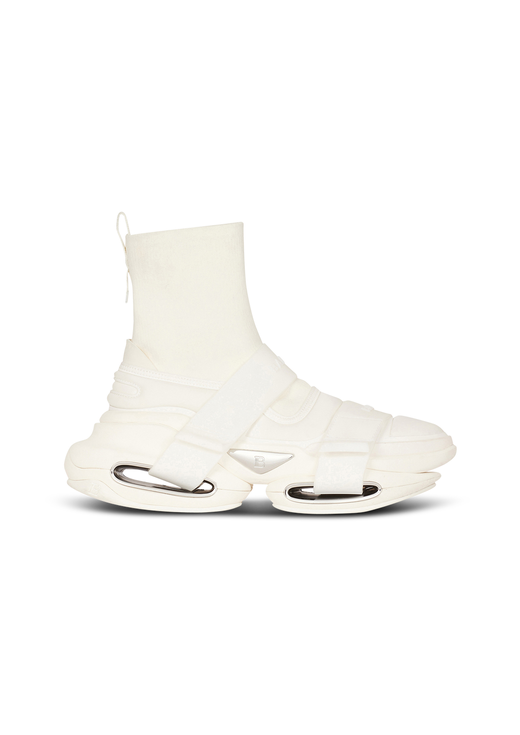 Cotton shorts with flocked Balmain Paris logo, white, hi-res